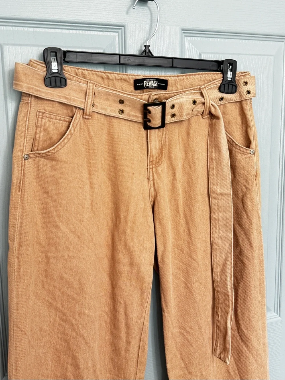 Rewash Sandstone Denim Wide Leg Pants Jeans W Belt 7 28